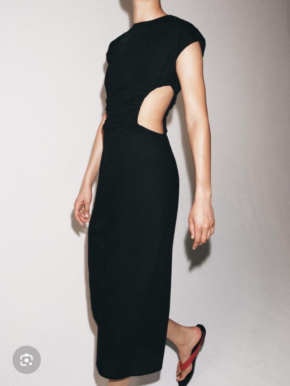 Sleek Black Cutout Midi Dress - Modern Women’s Dress with linen